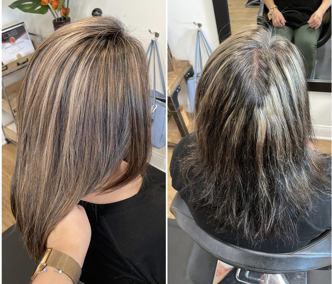 Blonde transformation, before and after